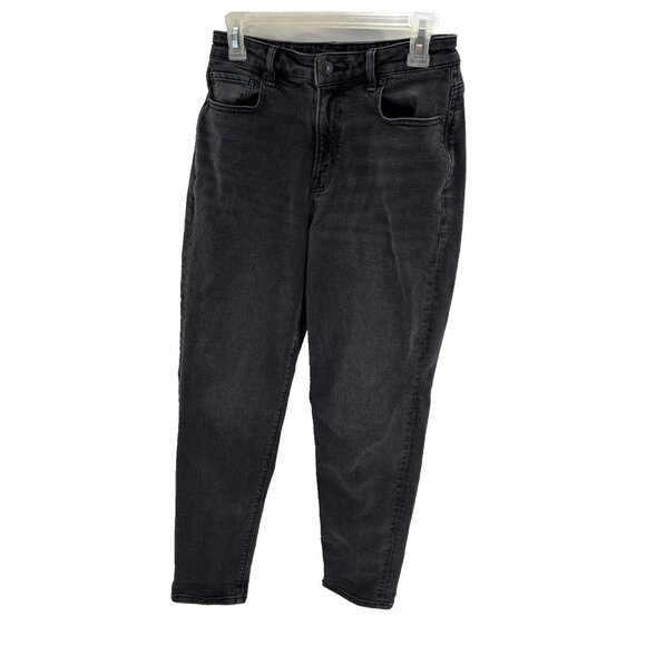 American Eagle Womens Size 4 Black High Rise Mom Jeans Tapered Leg Denim - Picture 1 of 7